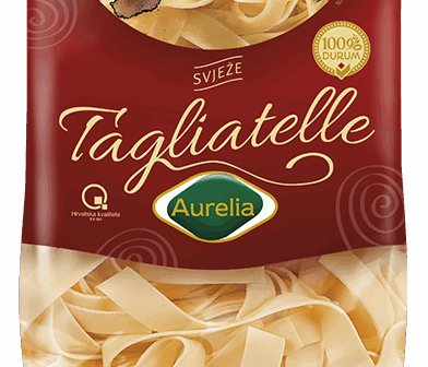 Aurelia – svježa tjestenina: Tagliatelle, Zelene tagliatelle, Špageti, Fettuccine, Fuži, Šurlice, Makaruni, Pljukanci